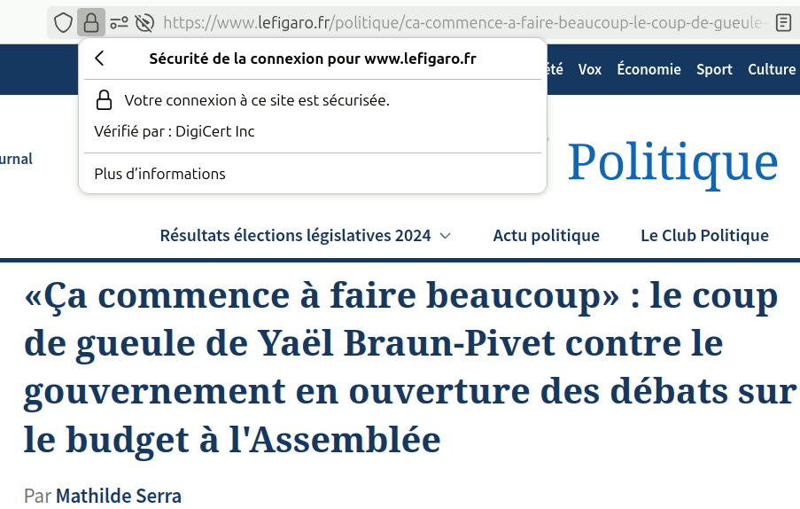 Navigateur internet affichant le site du
        Figaro